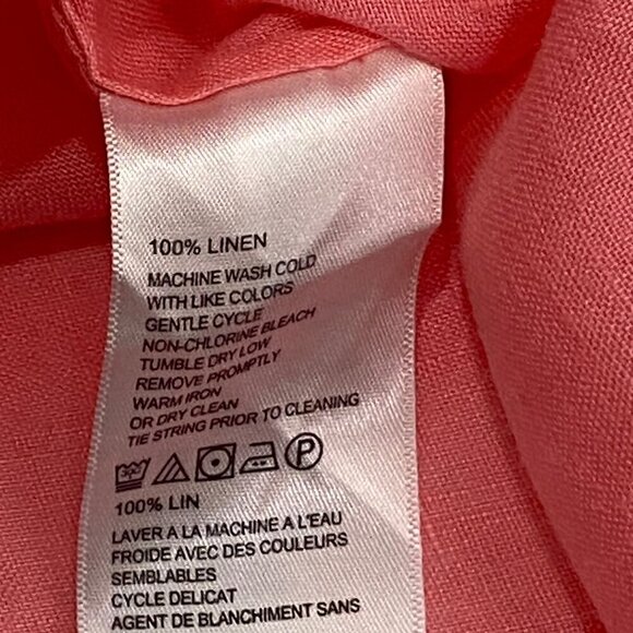 Tommy Bahama Womens Pink Linen Sleeveless V-Neck Top With Back Tie Detail S/P - Picture 5 of 7